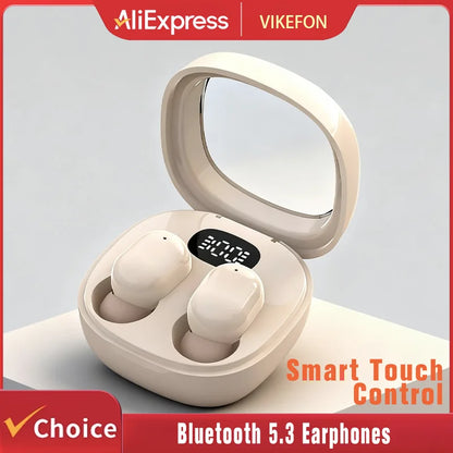 VIKEFON Bluetooth 5.3 Earphones Mini Headphones TWS Wireless Earbuds HIFI Stereo Noise Reduction Heasets with Microphones