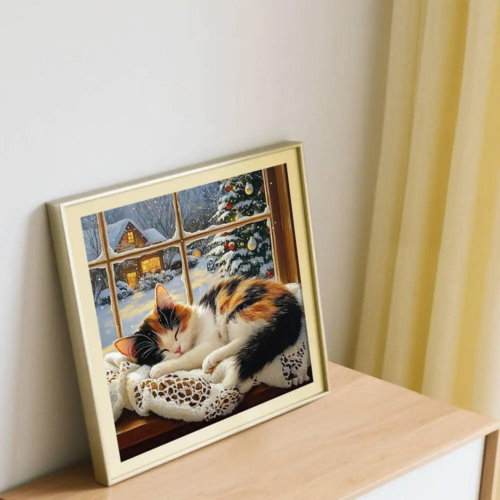 Cross Stich Kits Sleeping Cat 11CT Embroidery Sets Patterns Needlework DMC Threads Picture Printed Canvas Christmas Gift