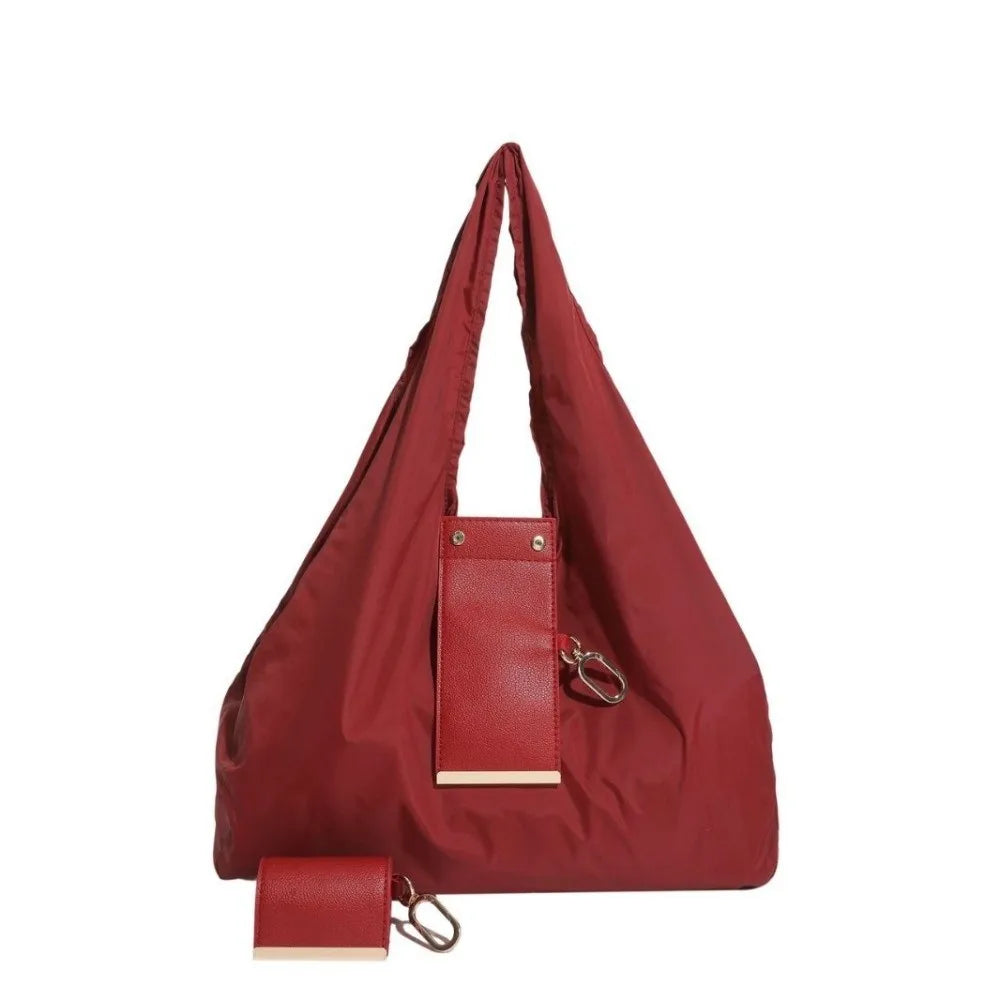 Reusable Mini Keychain Tote Bag Lightweight Eco-Friendly Foldable Shopping Bag Large Capacity Key Ring Expandable Reusable Bag