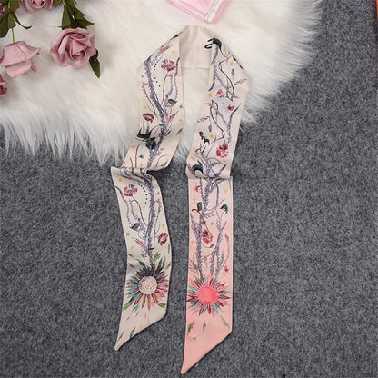 2024 New Luxury Brand Scarf Tarot Women Scarf Bag Hair Skinny Silk Scarves Design Foulard Neckerchief Headband For Ladies