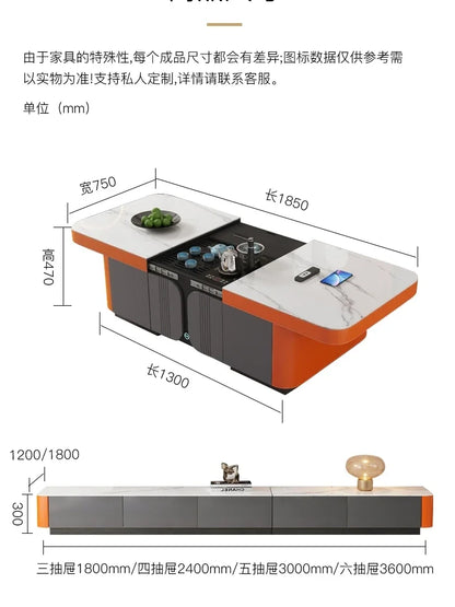 Coffee Table TV Cabinet Combination Modern Lifting Multi-Function Retractable Kung Fu Table Small Apartment Living Room Home