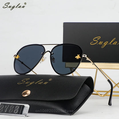 SUGLAU Luxury brand Fashion Rimless Sunglasses Casual Driving Sun Glasses Business Shopping Unisex Shades Oculos De Sol UV400