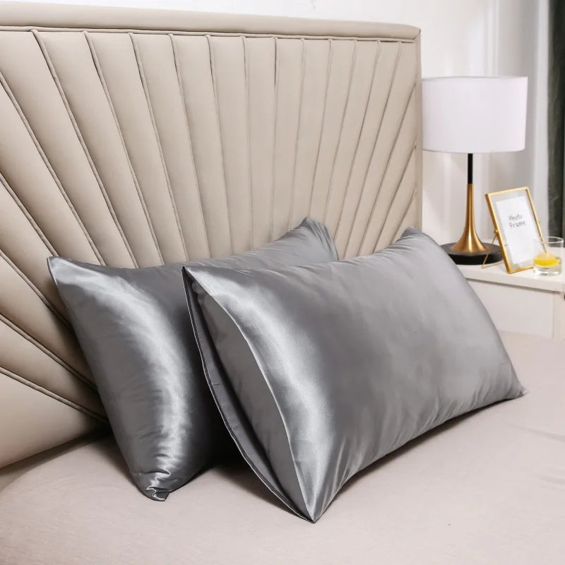 1pc Nordic Silk Pillowcase White Black Grey Khaki Blue Pink Sliver Bed Pillow Covers Luxury Cases Home Bedding Decor