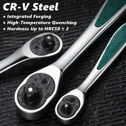 72 Tooth Ratcheting Wrench Set 1/4 3/8 1/2 Inch Auto Quick Repair Wrench Labour-Saving Ratchet Wrench Set Hand Tools