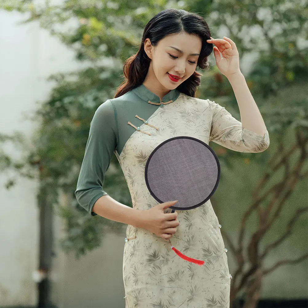 Foldable Round Handheld Fan Summer Portable Circular Fan Quiet Cool for Dancing Performance Festival Travel Outdoor Use