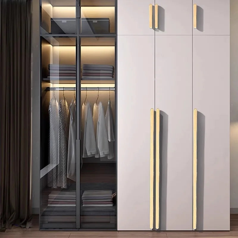 Multi-Size (80-1200mm) Cabinet Handles - Solid Aluminum Alloy Rounded Corner Pulls, Brushed Gold Finish for Wardrobe & Kitchen