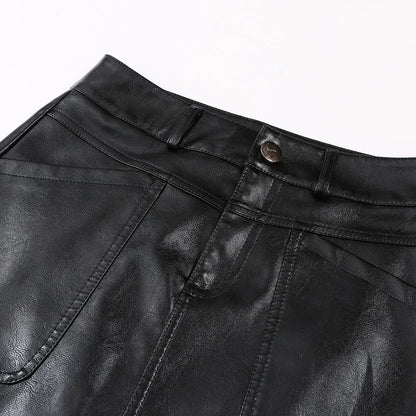 ZUZK Fall Winter Women New PU Leather Sexy Skirt  Black Coffee Simple Elegant Short Bodycon Skirt Boot skirt 2024