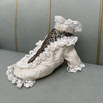 Handmade Dog Clothes Pet Supplies European Royal Palace Vintage  Handsome Jacket Suit Classic Lace Cuff British French Style