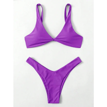 Simple Solid Bathing Suit Women Sexy Triangle Bandage Micro Bikini Swimsuit 2025 New Summer Beach Bathing Suit Two Piece Female