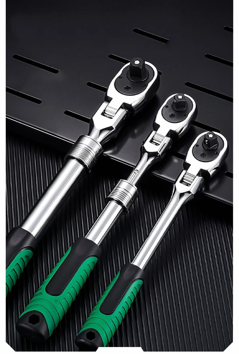 Drive Socket Drive Standard Ratchet Wrench , 1/4，3/8，1/2 Inch Flexible 72-Tooth Extendable Telescopic Socket Spanner Wrench
