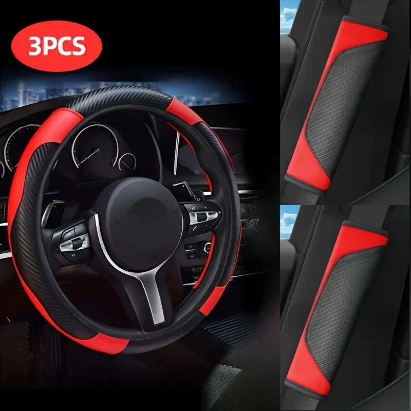 Auto Steering Cover - Sport-Inspired Design, Anti-Slip, Suitable for Car Interior, Styling Accessory