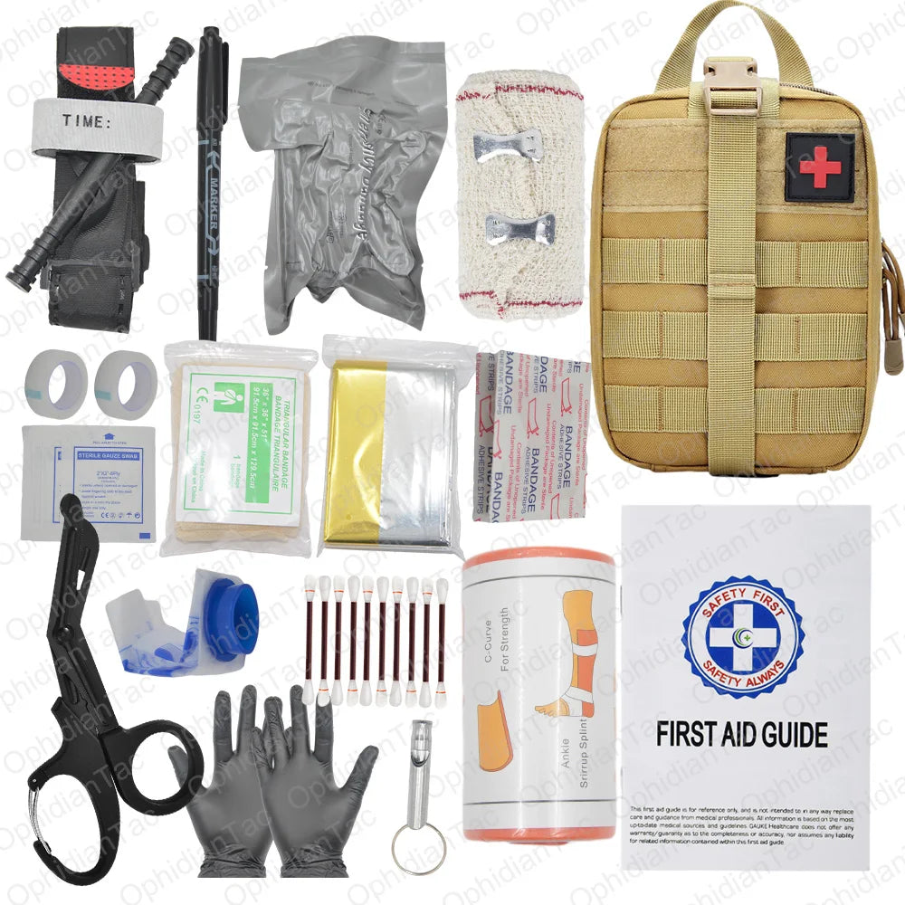 17 Piece First Aid Kit IFAK Emergency Tourniquet Chest Seal Survival Gear and Equipment Belt Molle Car Travel Hiking