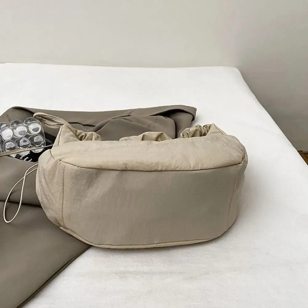 Fashionable Nylon Pleated Shoulder Bag Portable Drawstring Crossbody Bag Underarm Bag  INS Korean Style Hand Bag Outdoor