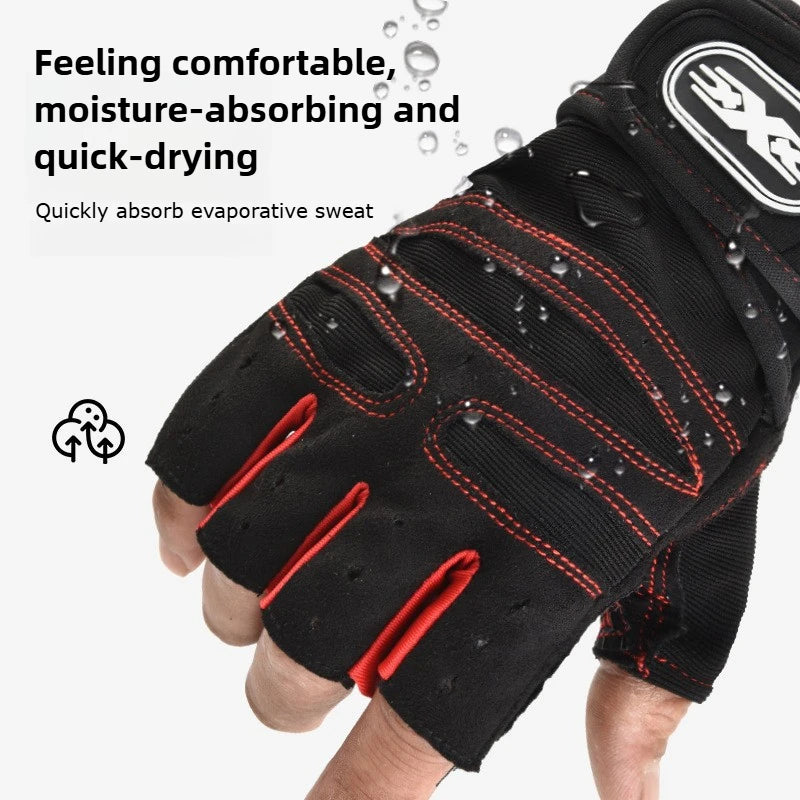 Workout Gloves for Men Women Half Finger Glove with Wrist Wrap for Sport Weight Lifting Training Bicycle Motorcyclist Gym Glove