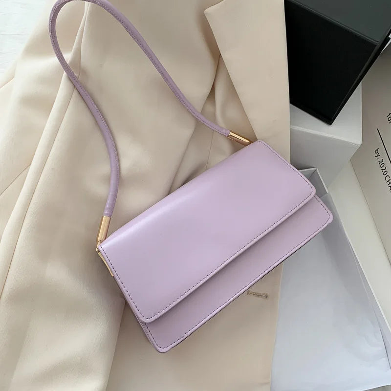 New Women's Fashion Handbags Retro Solid Color PU Leather Shoulder Underarm Bag Casual Women Hobos Handbags сумка женская Trend