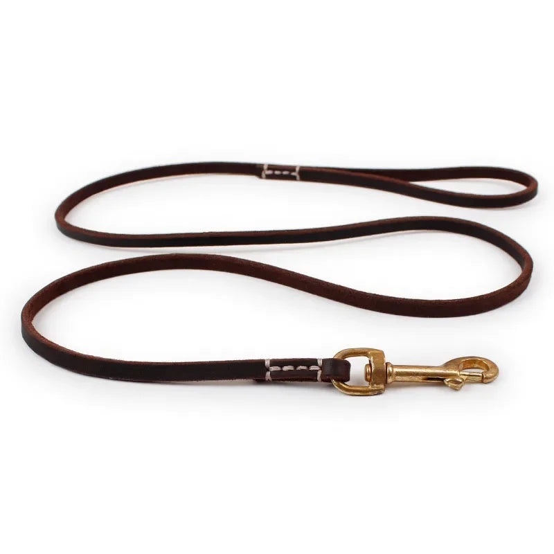 SYDZSW Pet Supplies Genuine Leather Dog Leash Wholesale Grade Copper Hook Large Dog Leash Labrador Shepherd Dog Products 0.8cm