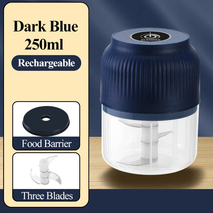 TINSOL 250ml Mini Wireless Electric Garlic Masher USB Rechargeable Vegetable Chopper Garlic Grinder Kitchen Garlic Food Chopper