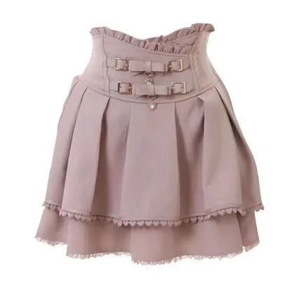 Japanese Kawaii Mini Cake Skirts Womens JK Jupe Fairy Bandage Lolita High Waist Y2k Aesthetic Sweet Lace Gothic Faldas Skirt