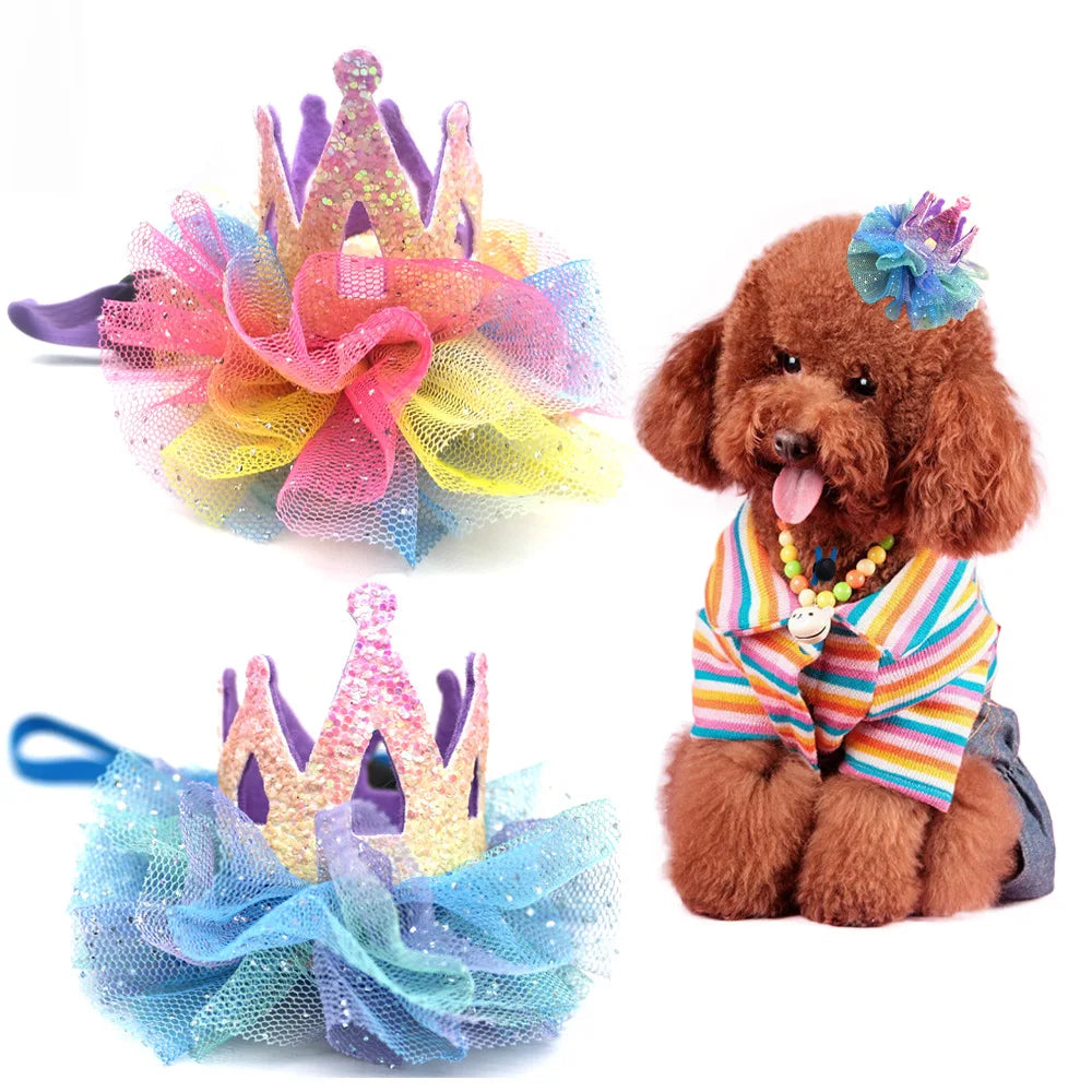 New Pet Dog Hat Mesh Cat and Dog Crown Birthday Party Hat Big Dog General Pet Supplies