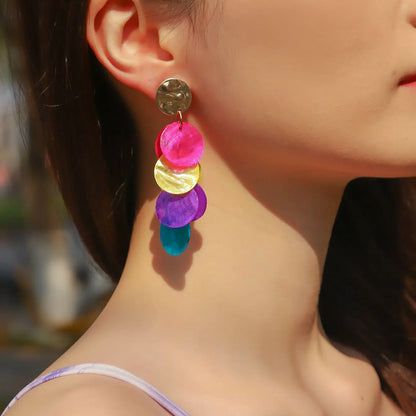 1 Piece of Bohemian High-quality Multicolored round Shell Pendant Earrings Earrings Earrings Lady Fashion Earrings Earrings