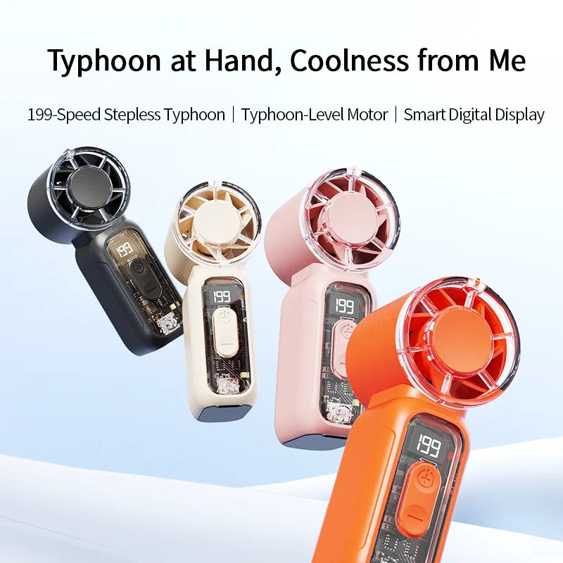 Best Selling Summer Super Mini Rechargeable Handheld High Speed Fan Powerful Wind Ultra-Quiet Fan Digital Display
