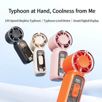 Best Selling Summer Super Mini Rechargeable Handheld High Speed Fan Powerful Wind Ultra-Quiet Fan Digital Display