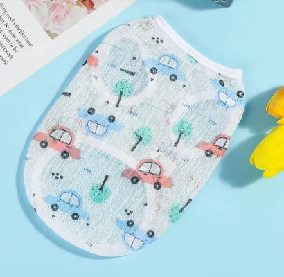 조끼Pet Clothing Original Cartoon Cute Summer Westernized Cat and Dog Clothing Thin Ventilate Sweatshirt Pet Clothing Cotton Print