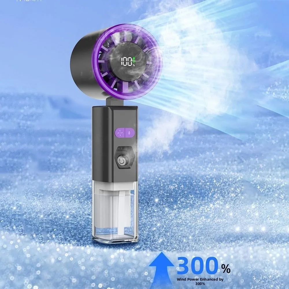 Portable Handheld Spray Fan Strong Wind USB Rechargeable Foldable Small Fan Low Noise High-speed Handheld Misting Fan