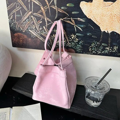 Custom Letter Suede Leather Women Bucket Bag Female Party Handbag Handbag 2025 New Fashion Chinese Style Luxury Brand Tote Bags