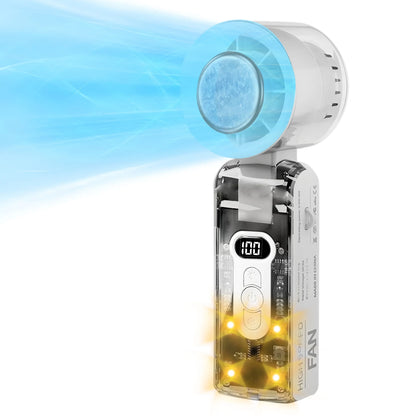 Portable Mini Handheld Fan with LED Display Semiconductor Refrigeration 100 Speeds USB Rechargeable Battery Outdoor Fan