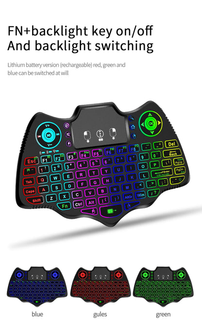 MRSVI V18 Mini Wireless Keyboard 2.4G BT Touch 7 Color Backlit French Spanish Russian Air Mouse Keyboard Gift for Android TV Box