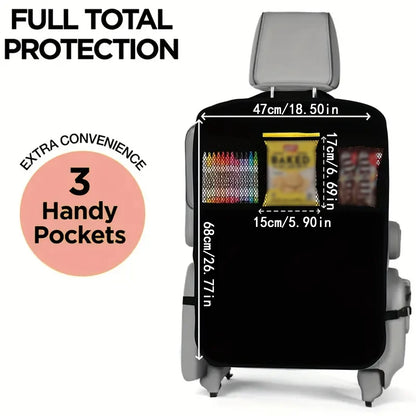 Car rear seat cover with 3 pocket storage pockets, waterproof seat protector, car seatback protector, dirt and scratch resistant
