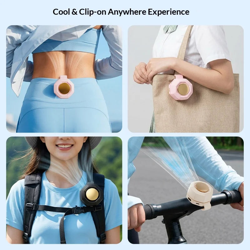 Portable Fan Mini Handheld Rechargeable Bladeless Electric Fan Clip Waist Fan Suitable for Outdoor Ventilation Desktop Small Fan