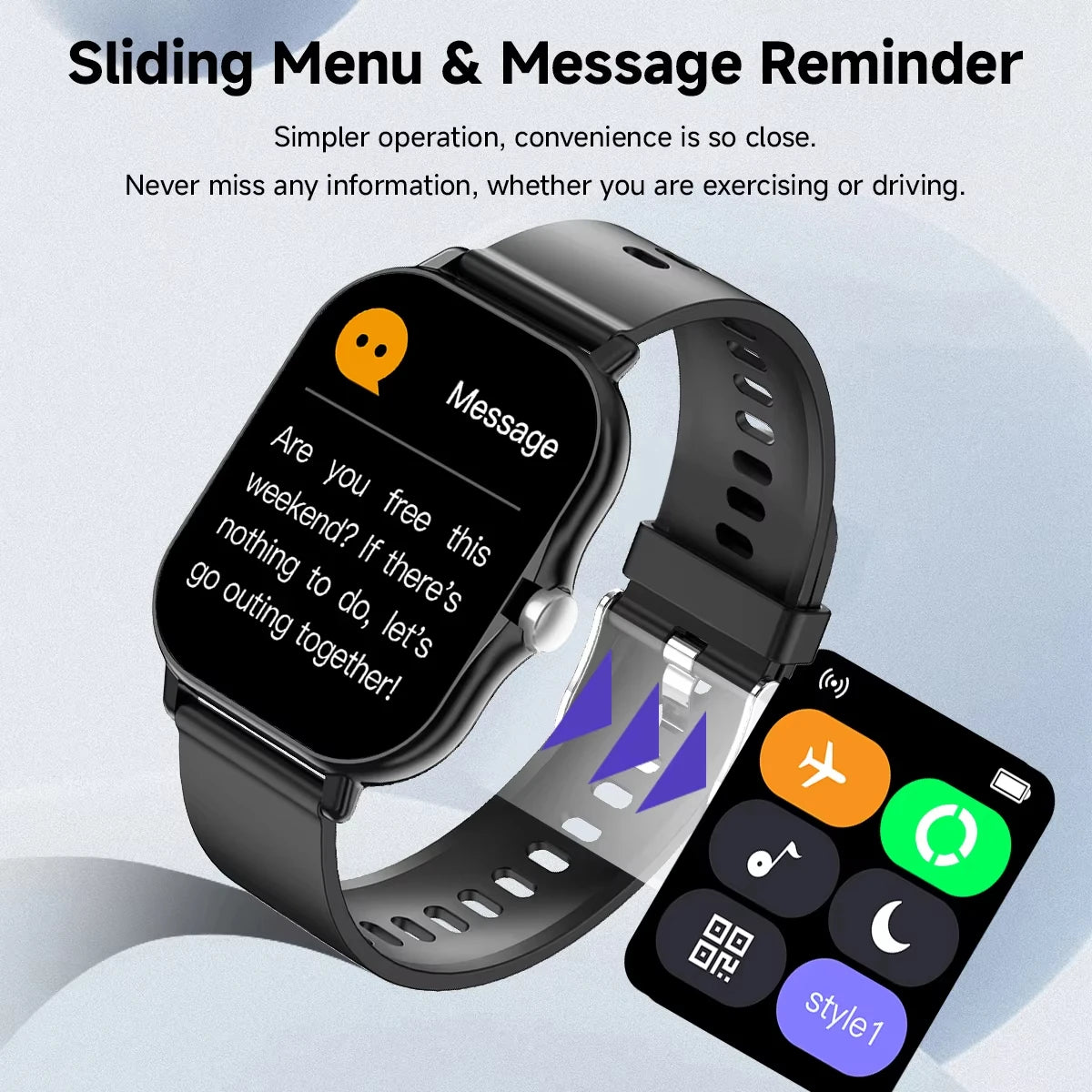 LAXASFIT Smart Watch 1.83 Inch HD Bluetooth Call Voice Assistant DIY Watch Faces Message Notification Fitness Tracker
