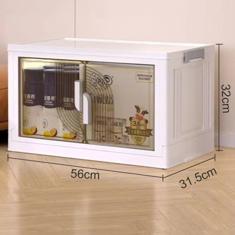 Folding Storage Box Multifunctional Transparent Storage Bins Clothes Toy Makeup Organizer Boxes Bedroom Organizers Box with Lid