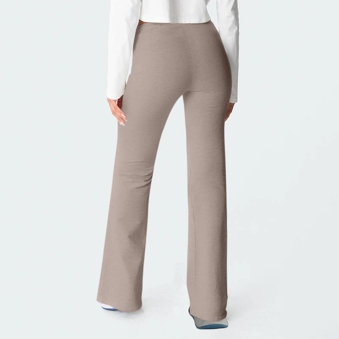 Activewear Women Wide Leg Pants Casual Cotton Yoga Pants With Pockets High Waist Drawstring Baggy Sweatpants Flare Leggings