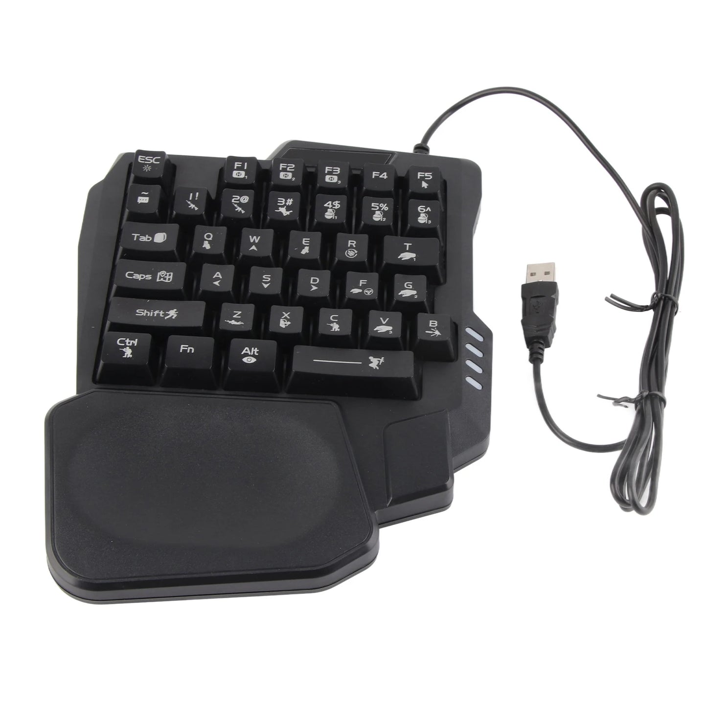 35 Keys Gaming Keyboard Black One Handed Gaming Keyboard Anti Slip Design Three Colors Backlight for Mobile Games for Computer