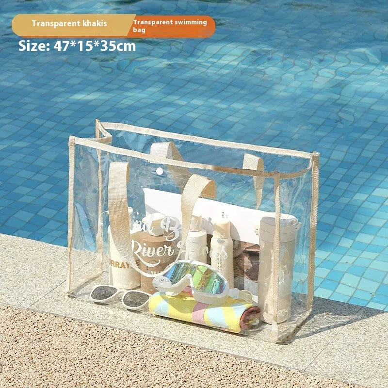Portable Waterproof Clear Cosmetic Bag Travel Toiletry Organizer Case Beach Makeup Pouch Large Capacity Shower Bag for Outdoor