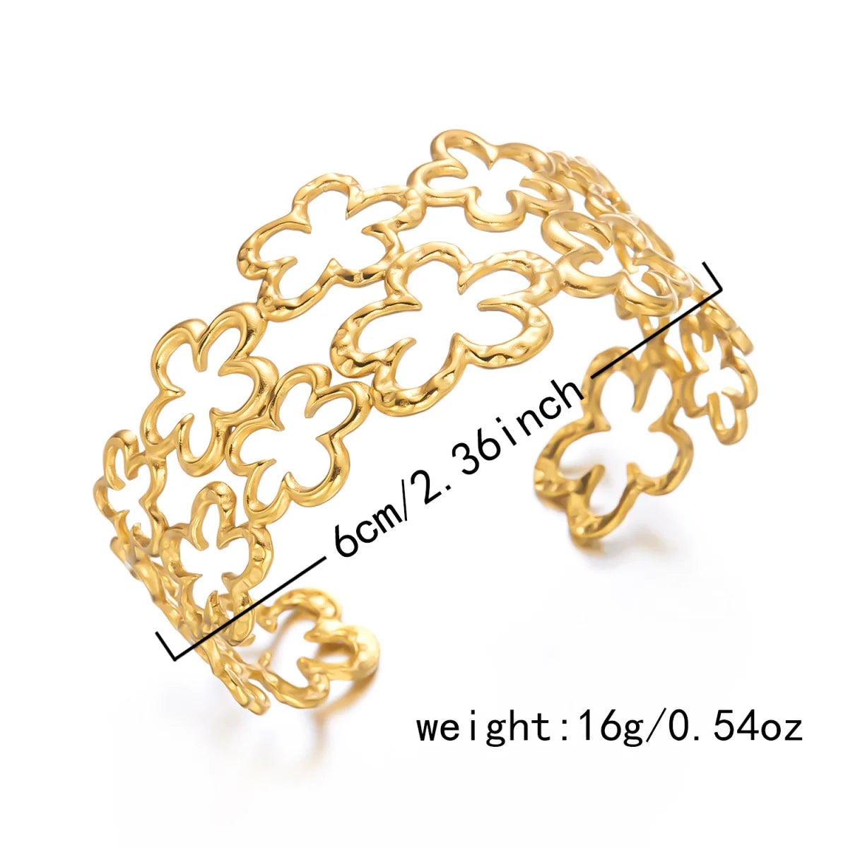 Temperament Stainless Steel Hollow Flower Open Bracelets For Women Men Elegant Texture Metal Floral Cuff Bangle Wedding Jewelry