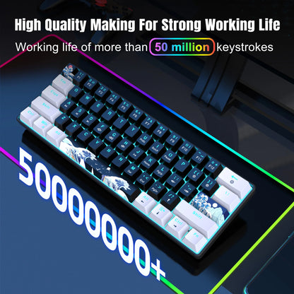 60% Gaming Mechanical Keyboard Ultra Compact Mini 61 Key with Blue Switches Game Keyboard Anti-Ghosting Keys