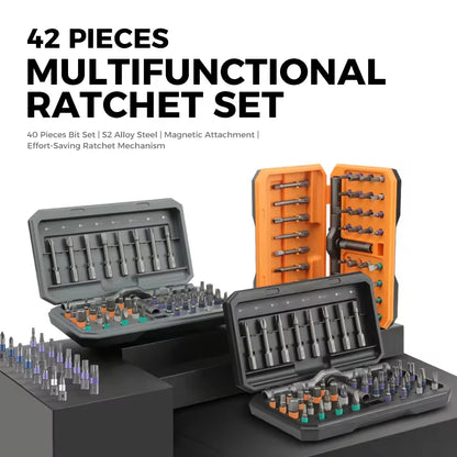 Ratchet Screwdriver Kit 42 in 1 Assembled Handle Multi-purpose Ratchet Wrench Screwdriver Magnetic Bits Tool Set DIY Repair Tool