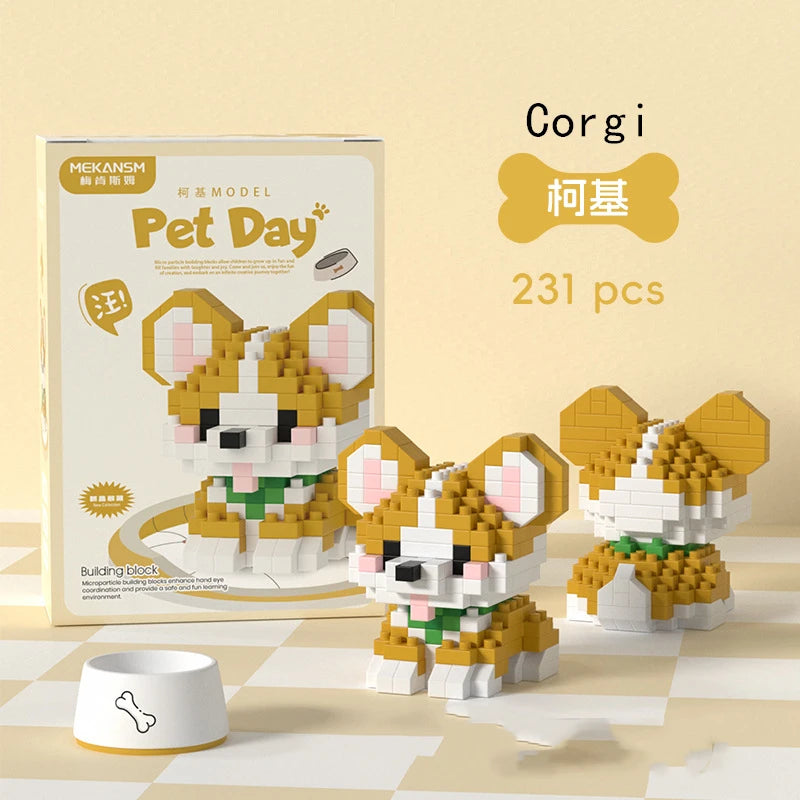 New Pet Teddy Husky Dog And Cat Toy Small Particle Building Blocks Puzzle Assembled Children's Toys