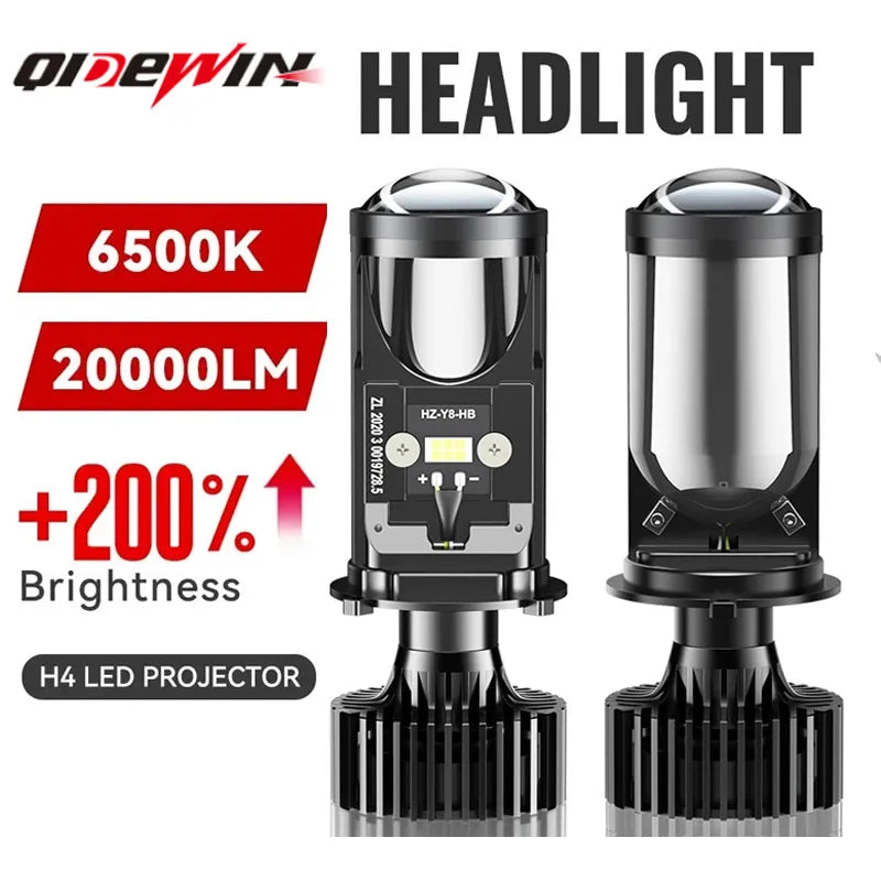 H4 LED Projector Motorcycle Headlight Bulbs Bi LED Lens Projector motorcycle accessories Mini Projector Lens Headlight Projector