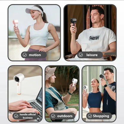 Mini Handheld Fan USB Fast Charging Portable Air Calculating Fan Mute Personal Highspeed Fan for Travel Outdoor Activities