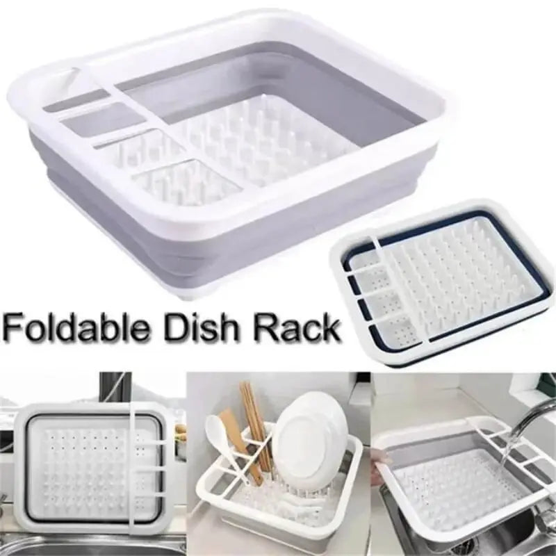 Kitchen Foldable Dish Rack With Drainer Portable Fold Drying Shelf Dish Drainer Foldable Dish Rack Bowl Plate Dish Drying Rack