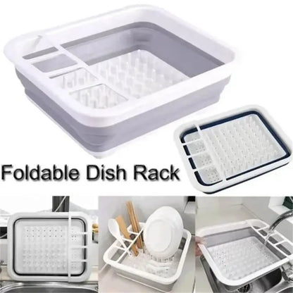 Kitchen Foldable Dish Rack With Drainer Portable Fold Drying Shelf Dish Drainer Foldable Dish Rack Bowl Plate Dish Drying Rack