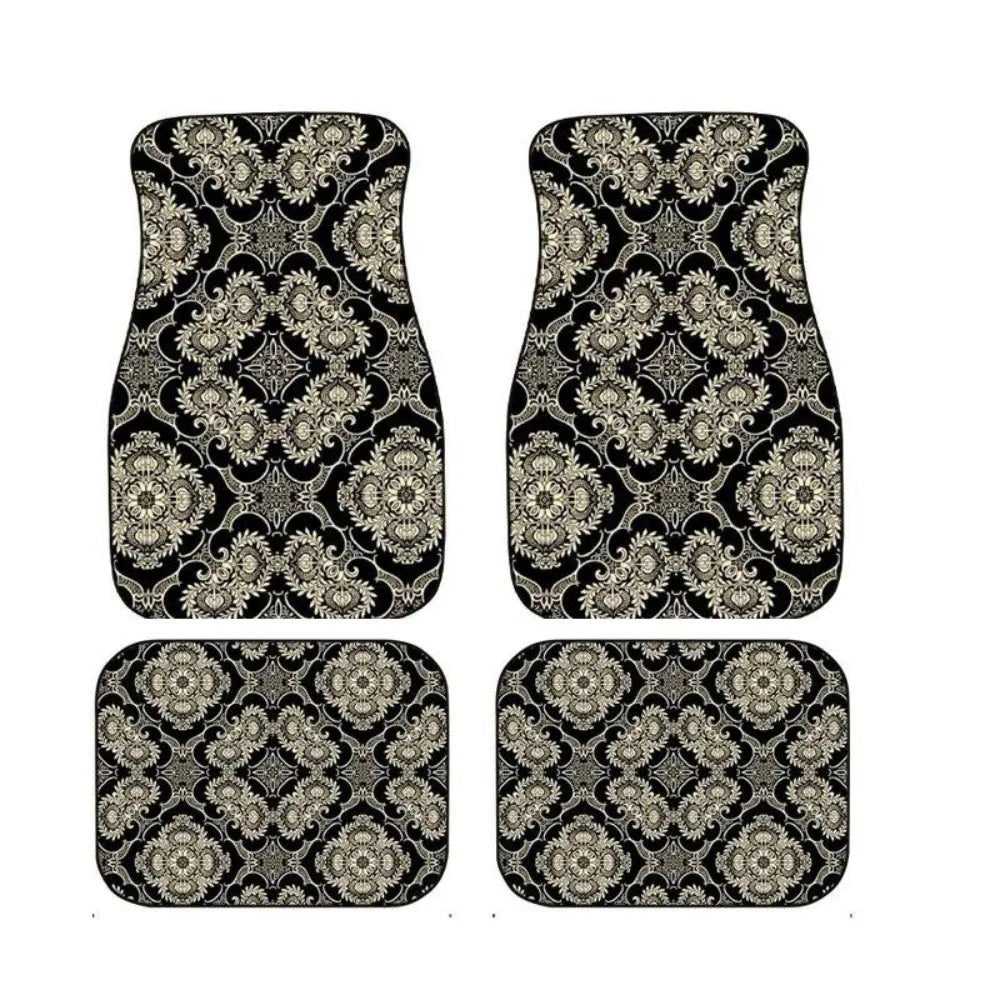 4Pcs Durable Bohemian Car Floor Mats Anti-slip Dirty Resistant Persian Carpet Car Decoration Heavy Duty Car Floor Protector Rugs
