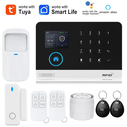 Smart Home Solar powered siren Tuya WIFI GSM Alarm System Wireless Smart Life APP 433MHz Safe Security Gap PIR Motion with Alexa