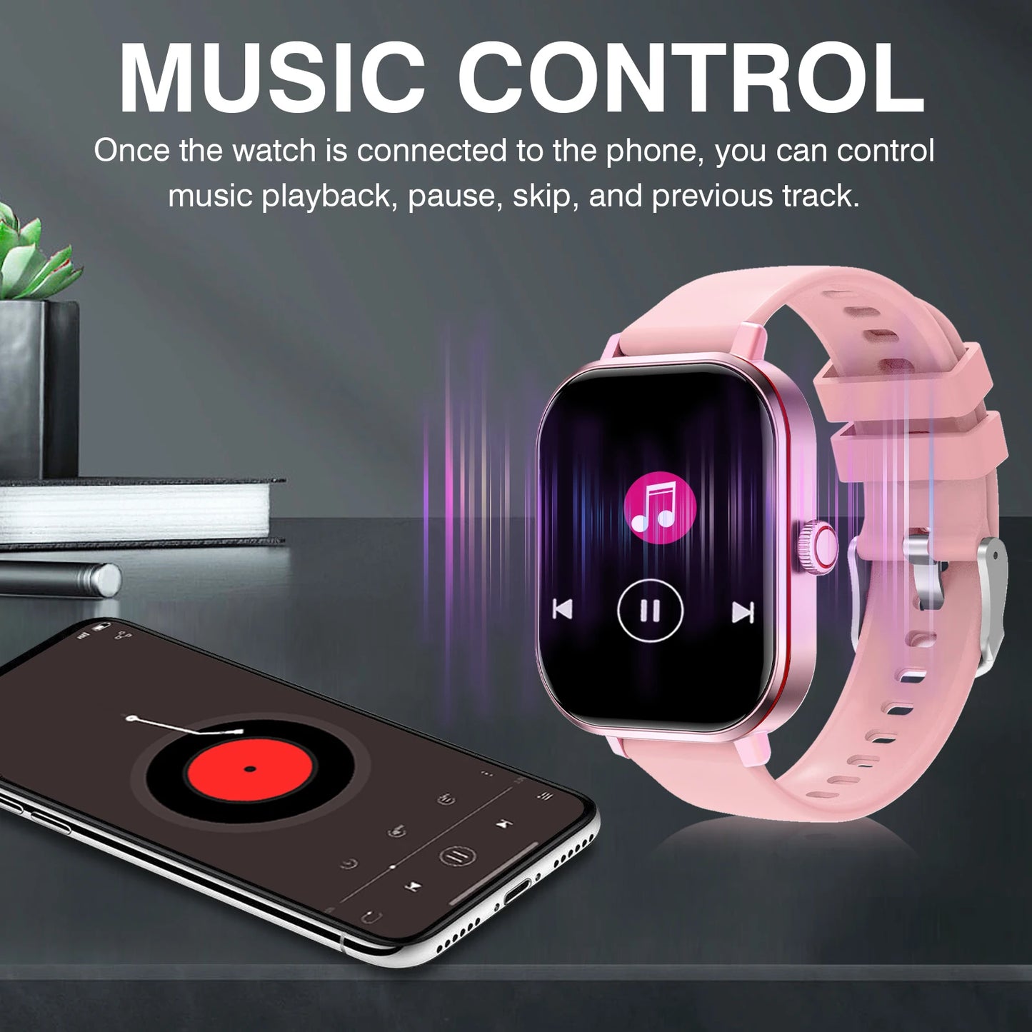 Smart Watch, Wireless Call/Dial, Multiple APP Reminders, Suitable for Men and Women, Sports Watch, Compatible with IPhone/Andrio