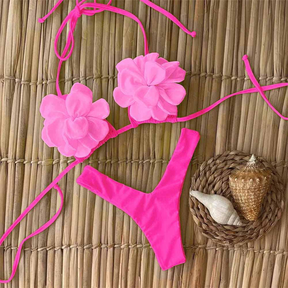 Sexy Floral Micro Bikini 2024 Women Swimsuit Female Swimwear Thong Bikinis Set Brazilian Beach Wear Bathing Suit Biquini